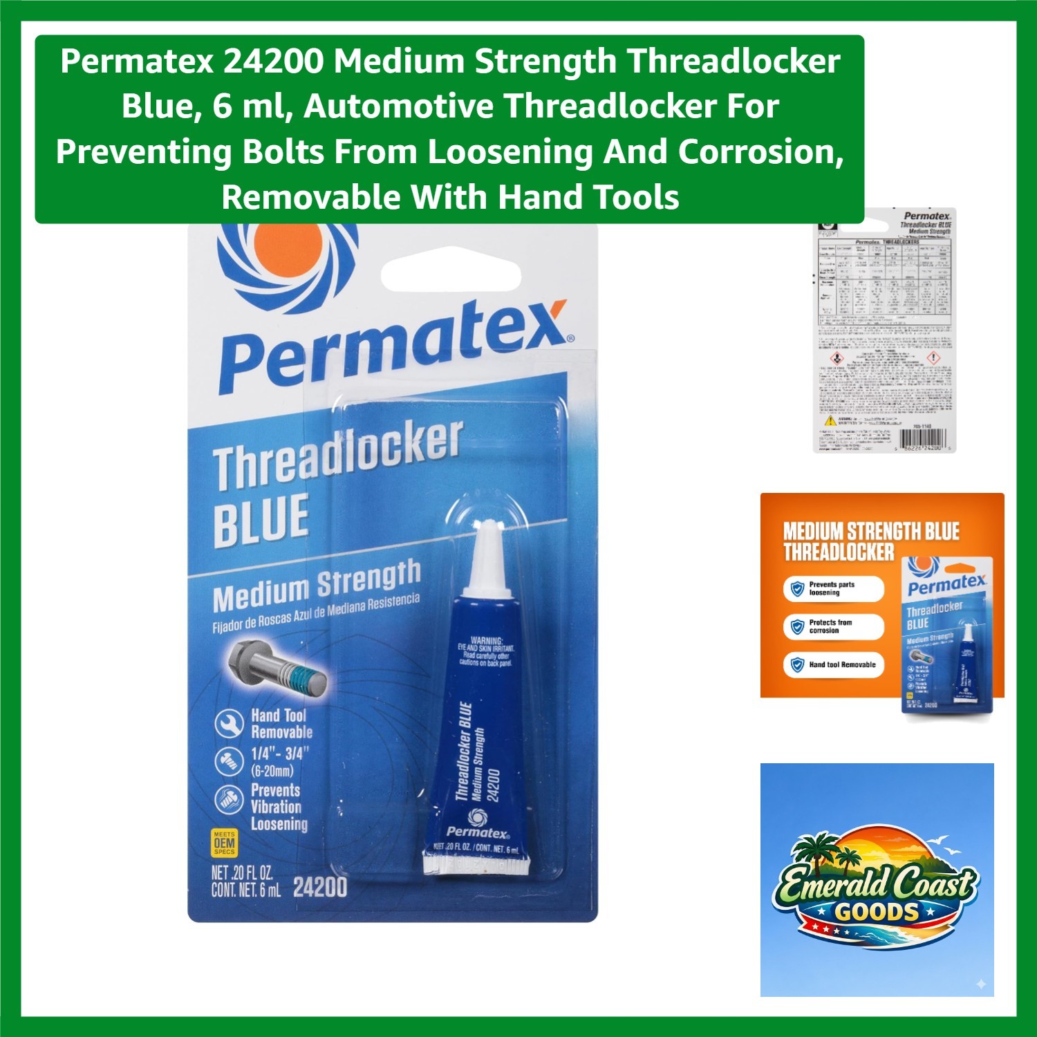 Medium Strength Blue Threadlocker - 6 ml for Corrosion Resistance & Stability