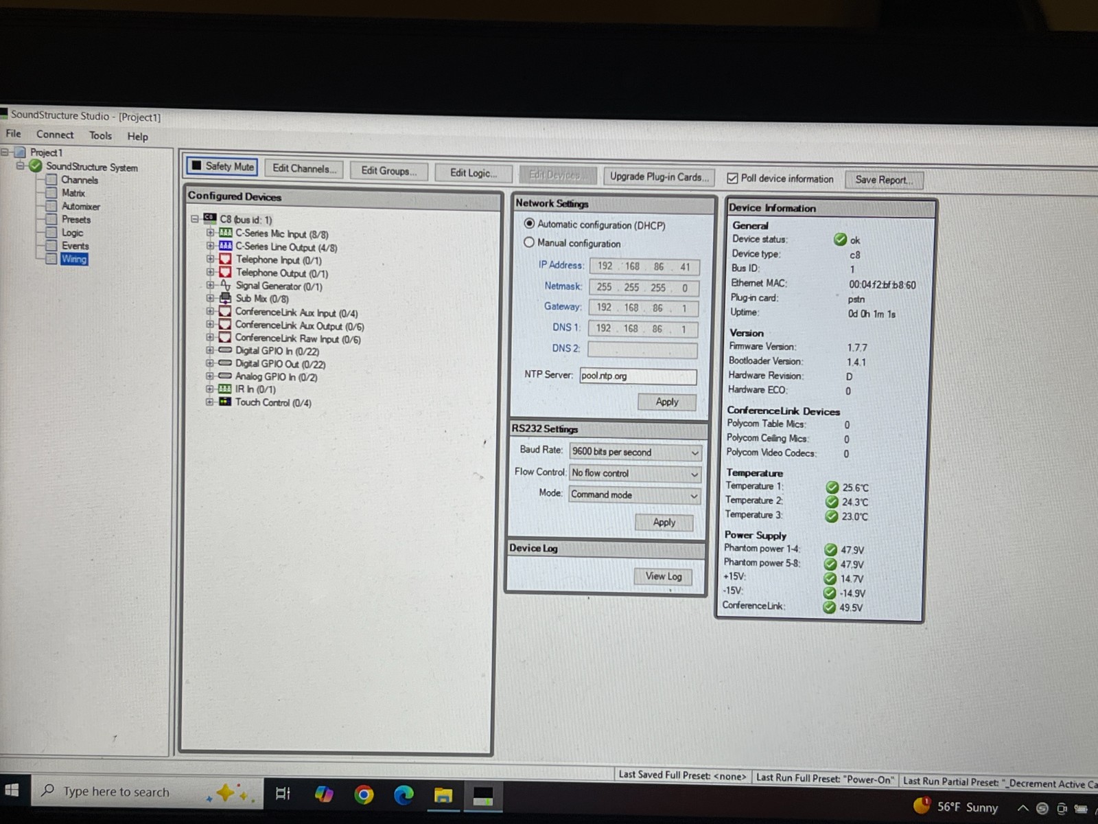 Polycom SoundStructure C8 DSP Audio Processor w/ PSTN Module – Tested Working