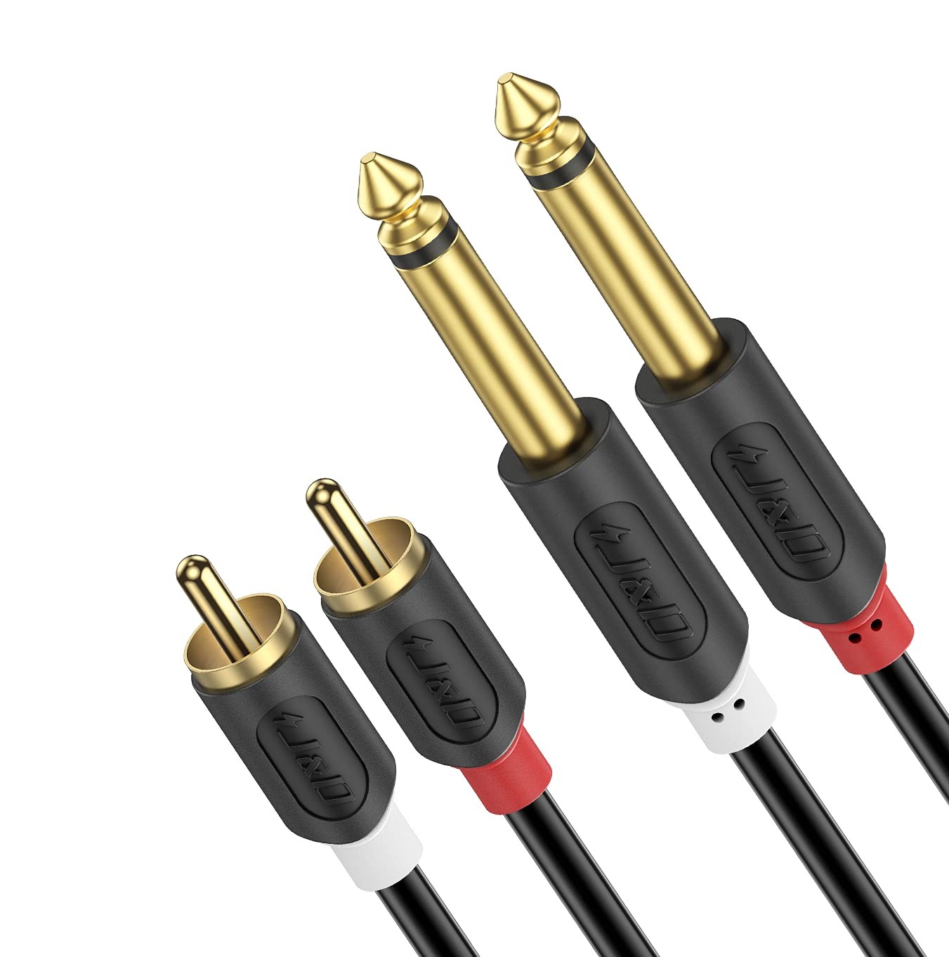 J&D Dual 1/4 inch TS to RCA Stereo Audio Interconnect 3 Feet, 3 Feet