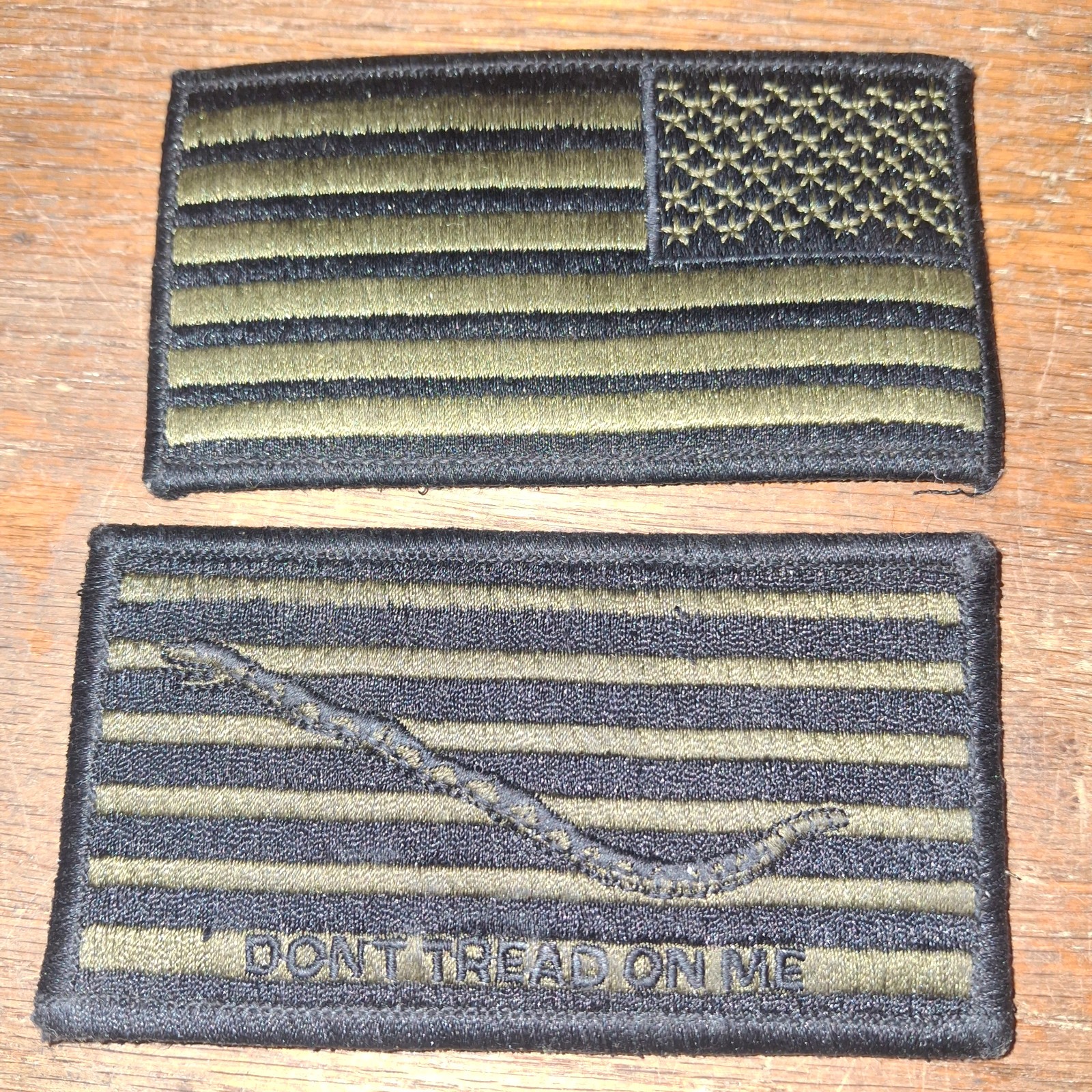 US Navy Right Shoulder subdued flag and Navy Jack 4x2 SET OD grn Black used good