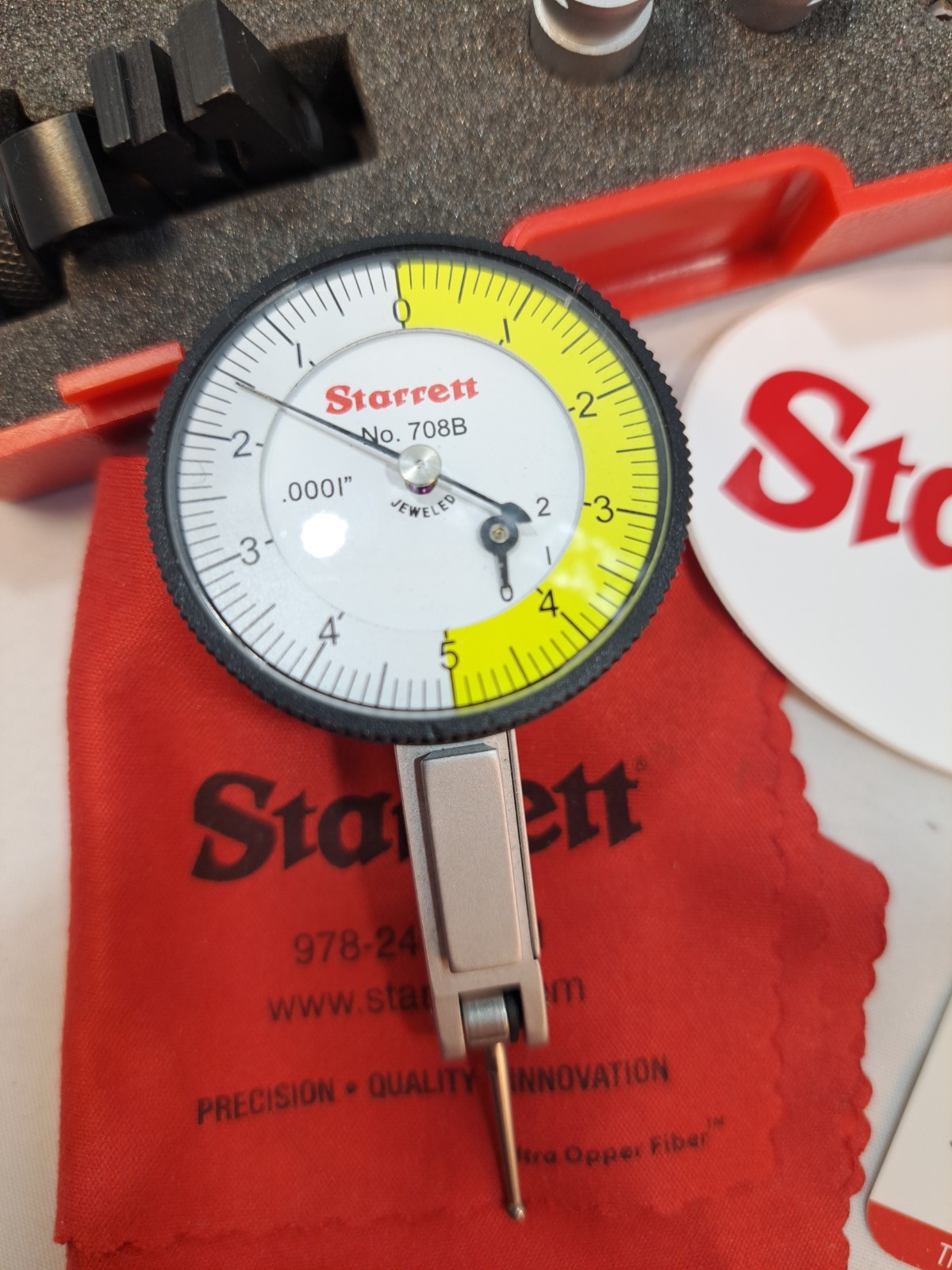 Starrett 708B Precision Dial Test Indicator Set .0001" with Case and Accessories