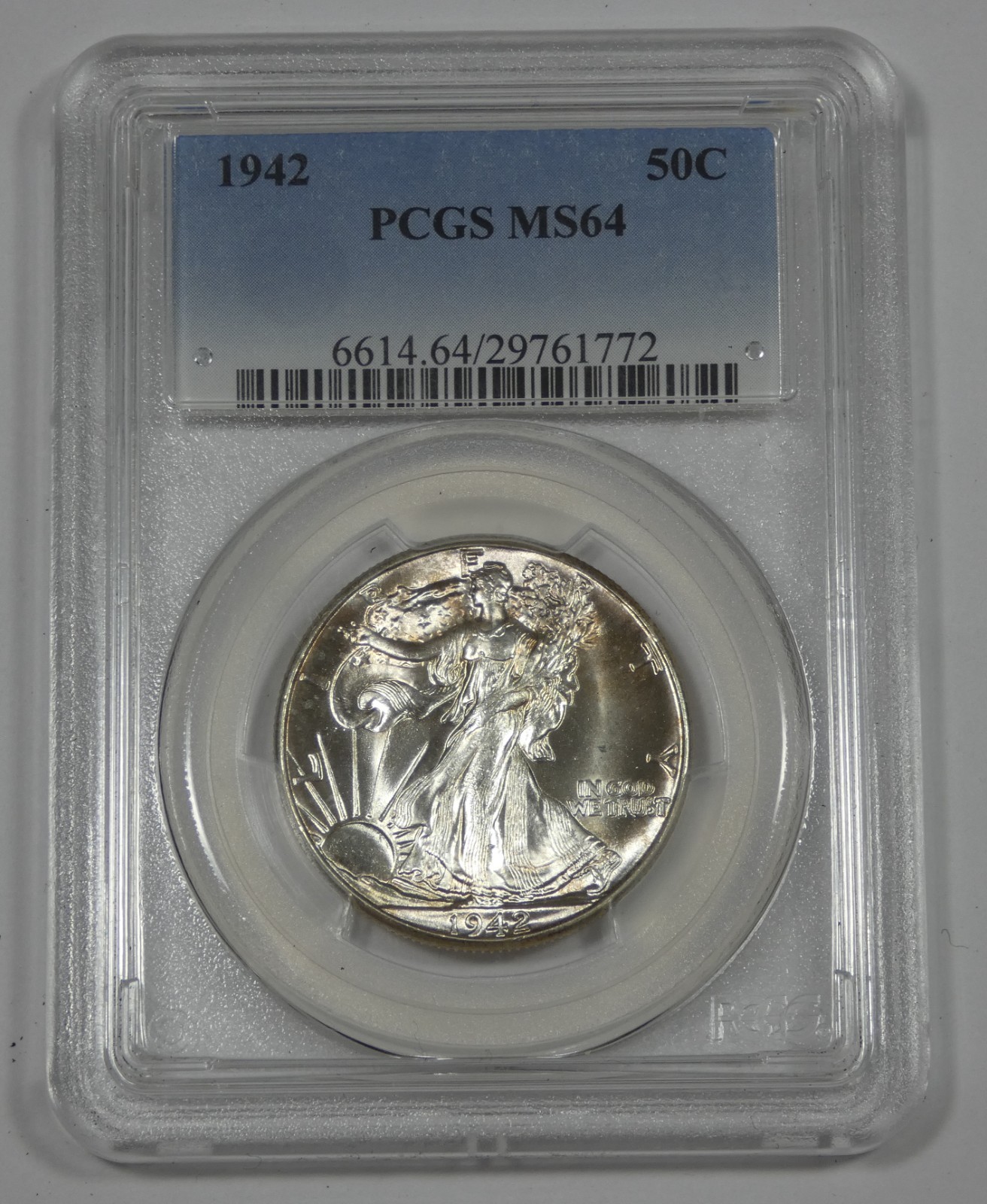 1942 Walking Liberty Half Dollar CERTIFIED PCGS MS 64 Silver 50c