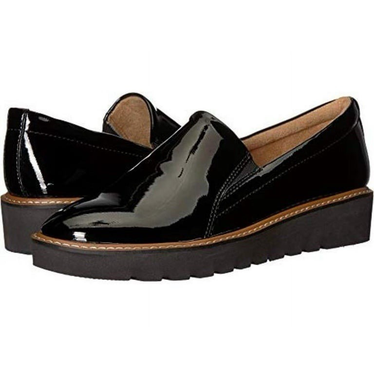 Naturalizer Effie Loafers Comfort Minimalism Black Faux Patent Leather Sz 9