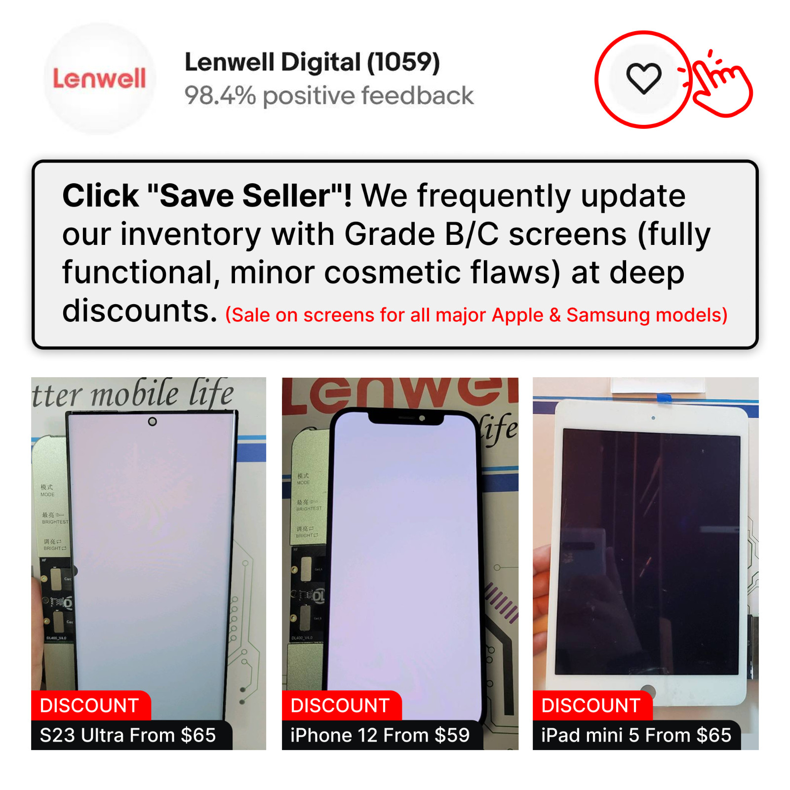 Genuine OEM Original For iPhone 15 LCD Replacement Screen Digitizer "Grade A"