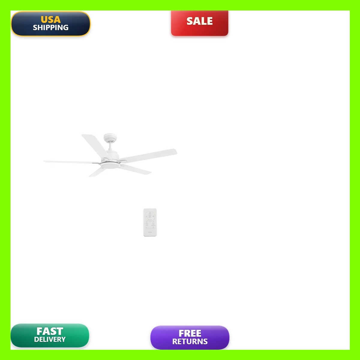 CARRO Striver 52" Dimmable LED White Smart Ceiling Fan Light Remote
