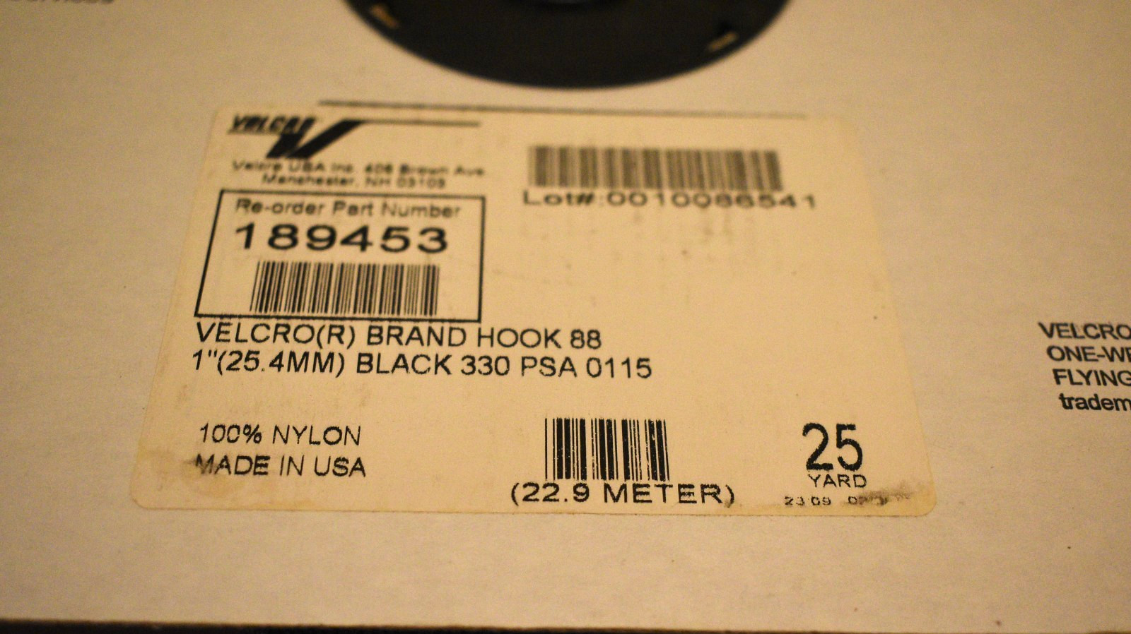 VELCRO Brand Black Adhesive Hook & Loop Rolls - 1" x 25 Yards