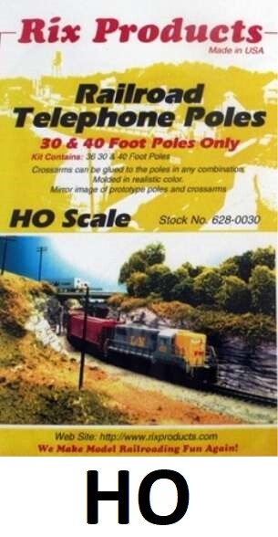 HO 36-Pack of 30 & 40 Foot RR Telephone Poles No Crossarms RIX-628-0030