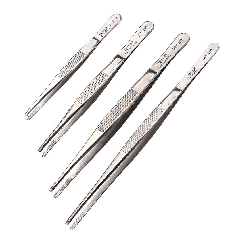 Vetus Professional Surgical Medical Tweezers Stainless Steel Round Tip Serrat...