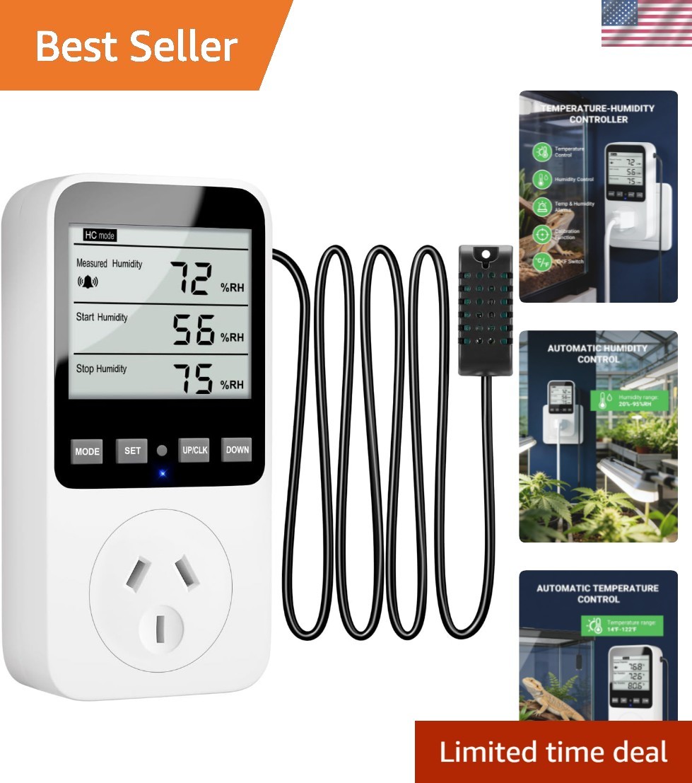 Plug in, Thermostat Controlled Outlet for Humidifier | Temperature Humidity A...