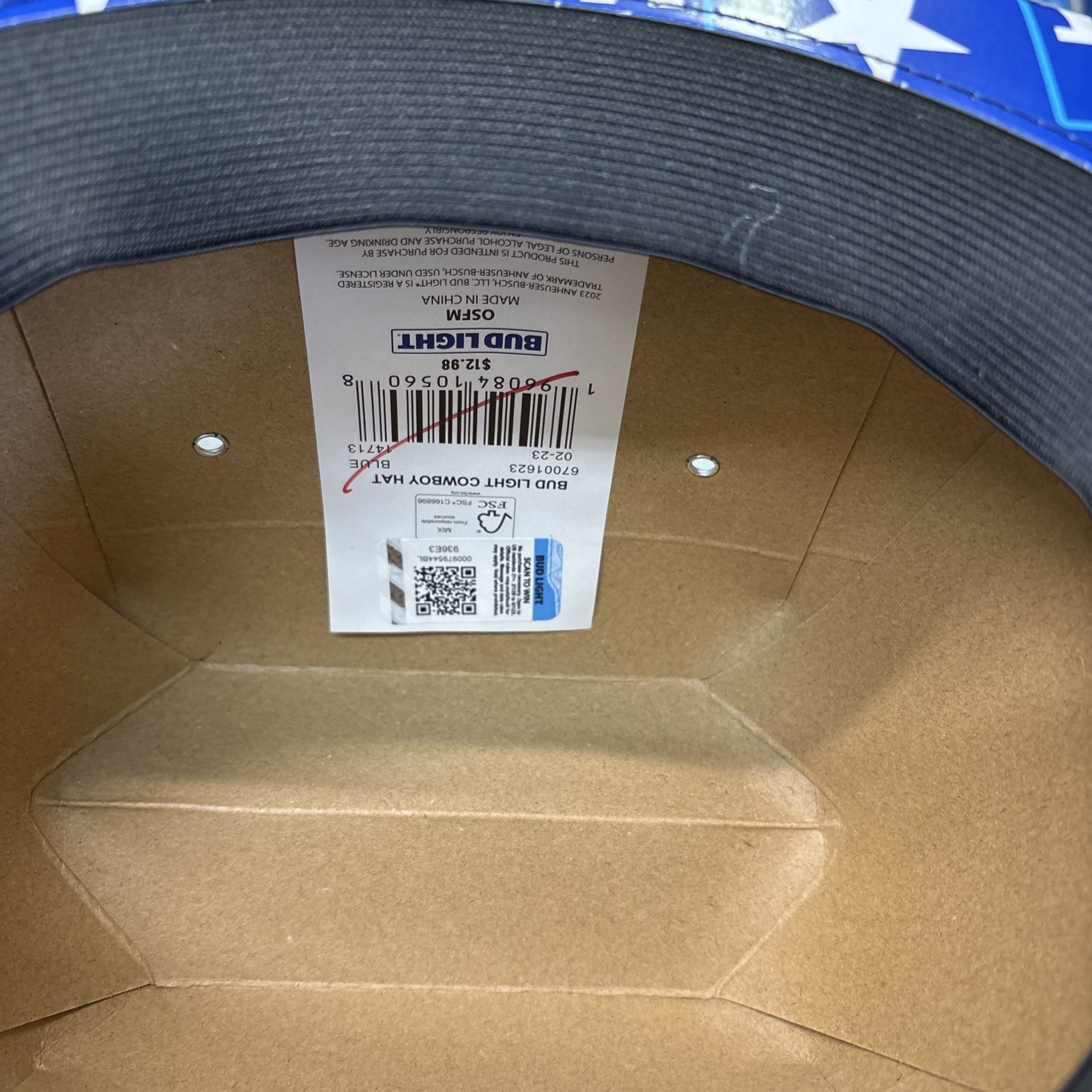 Bud Light Beer Cowboy Hat Mens Blue Stars Western Rodeo Party Budweiser