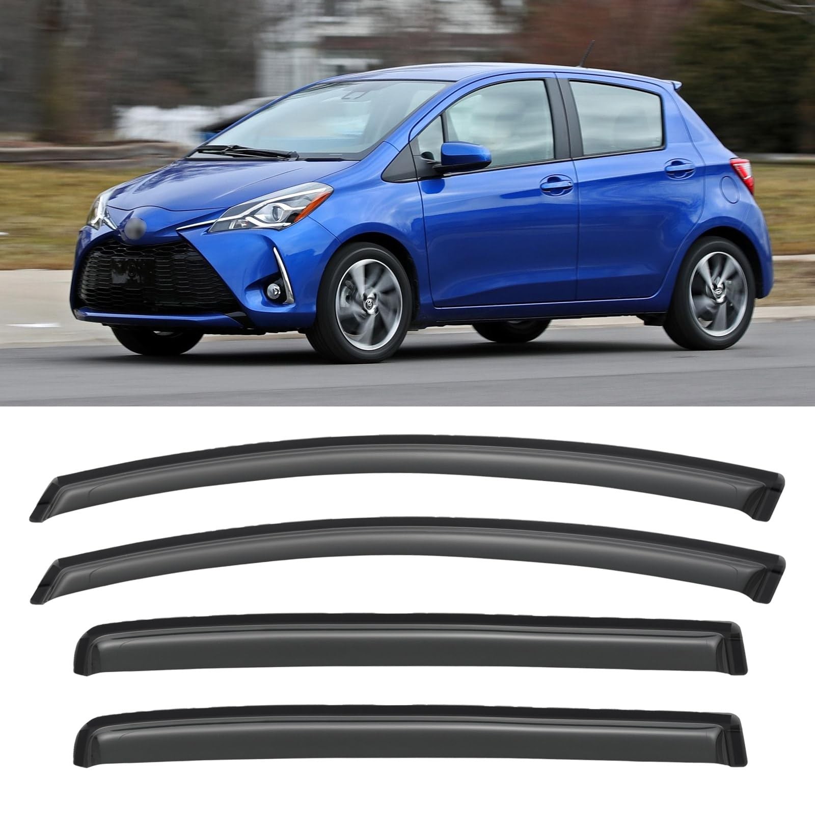 Window Visors Rain Guards for 12-18 Toyota Yaris Hatchback Out-Channel