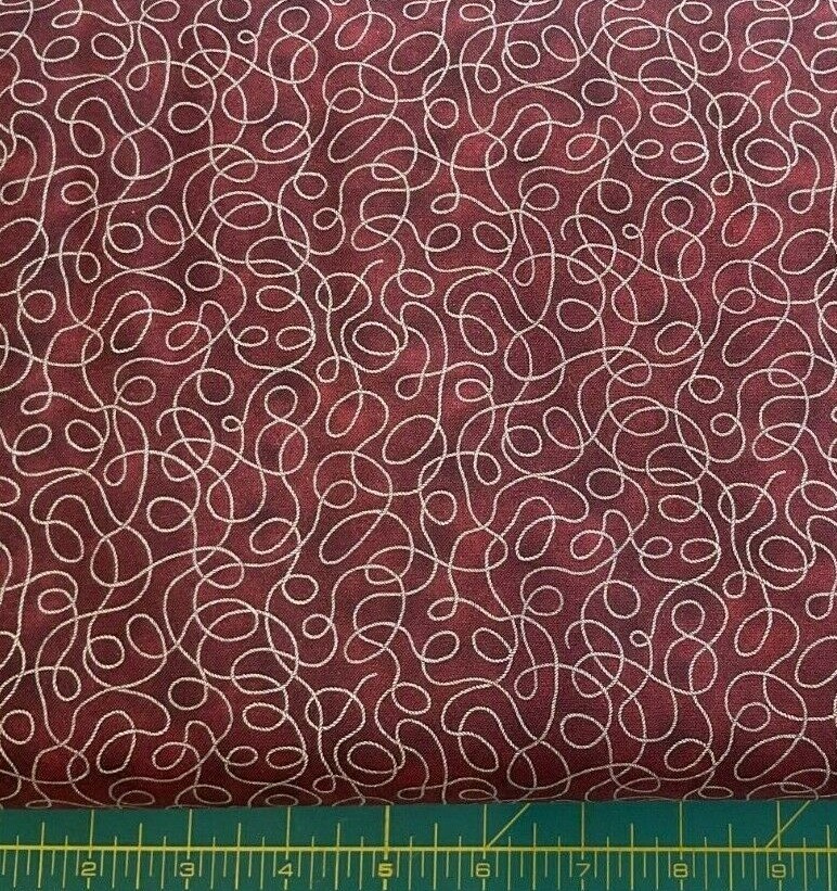 OASIS FABRICS - COWGIRL SPIRIT #59-36002-ROPES-RUST BY CAROL HOLZAPFEL- BTY