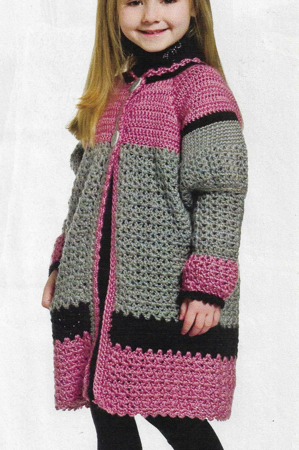SUGAR & SPICE COAT 3 CHILD SIZES CROCHET PATTERN INSTRUCTIONS