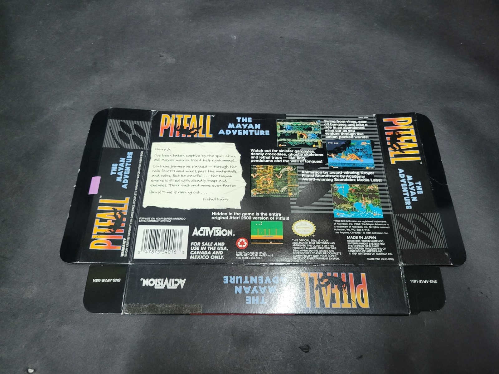 BOX ONLY PITFALL THE MAYAN ADVENTURE BOX ONLY AUTHENTIC