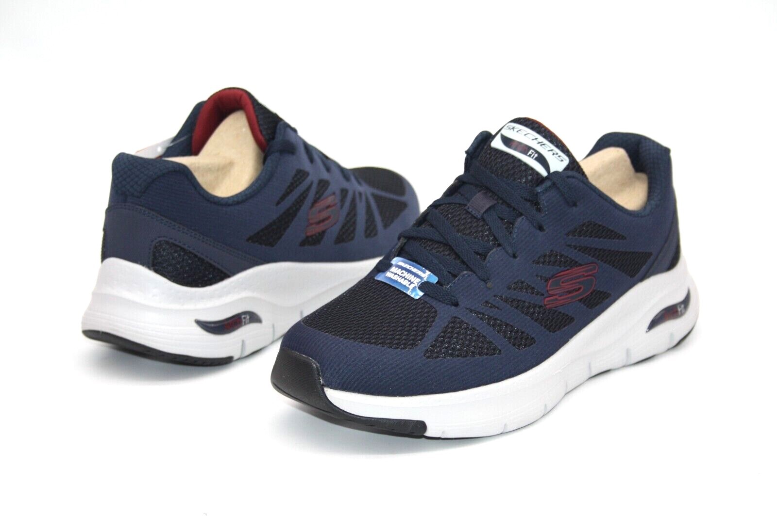 Mens Skechers Arch Fit Charge Back Runner Navy Red 232042WW/NVRD EXTRA WIDE WDTH