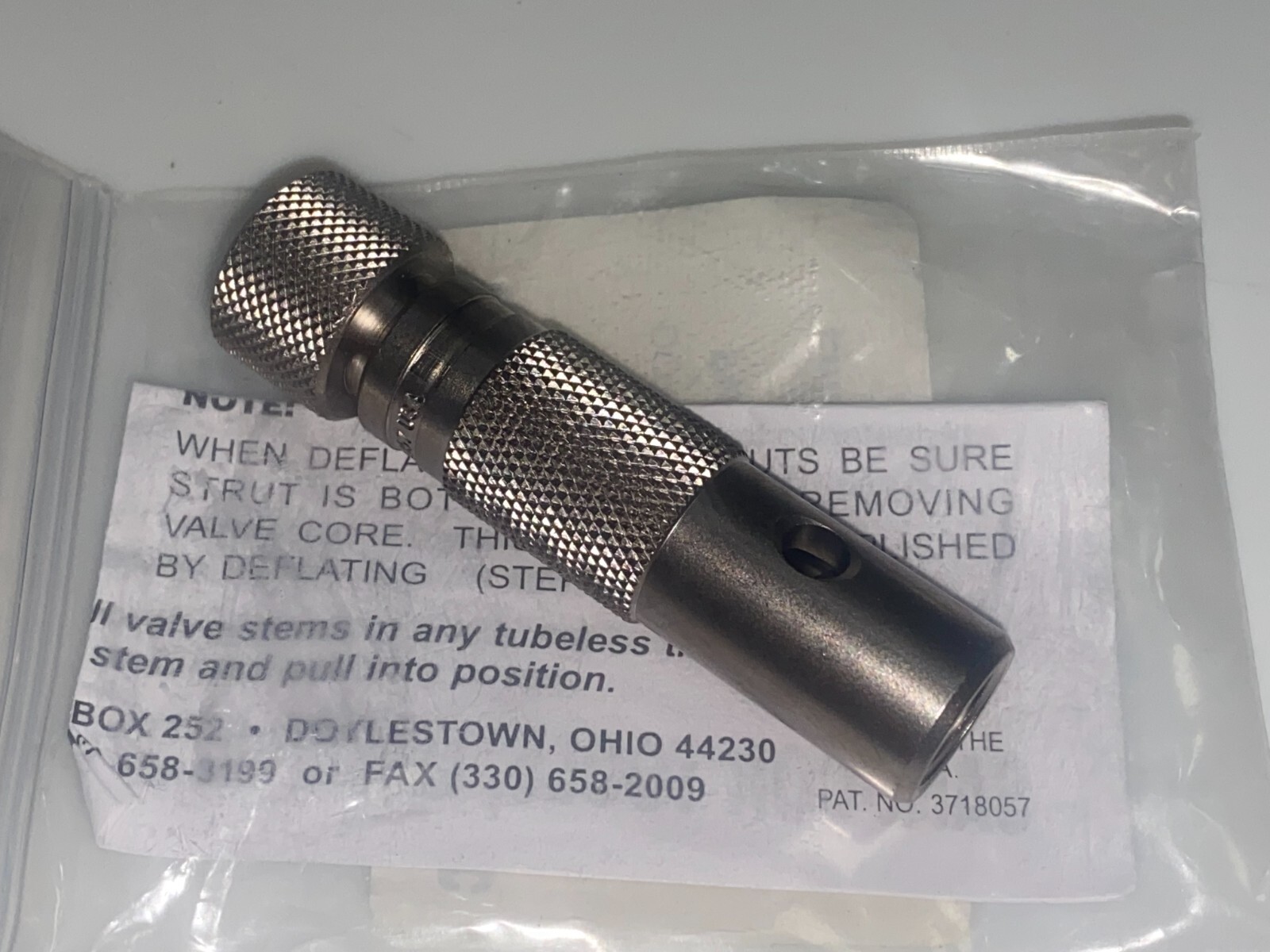LARGE BORE AIRCRAFT TIRE VALVE CORE REMOVAL TOOL by BOXELL p/n 968RB-1