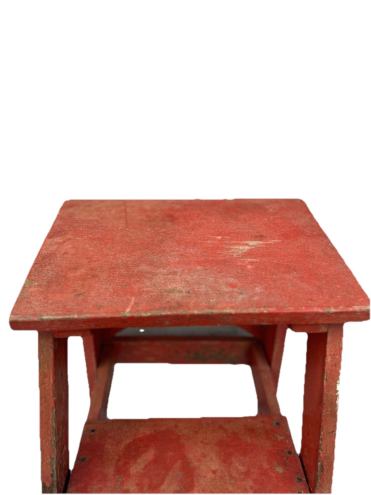 Vintage Rustic Solid Wood 2-Step Stool Farmhouse Bench Plant Stand Red 20+