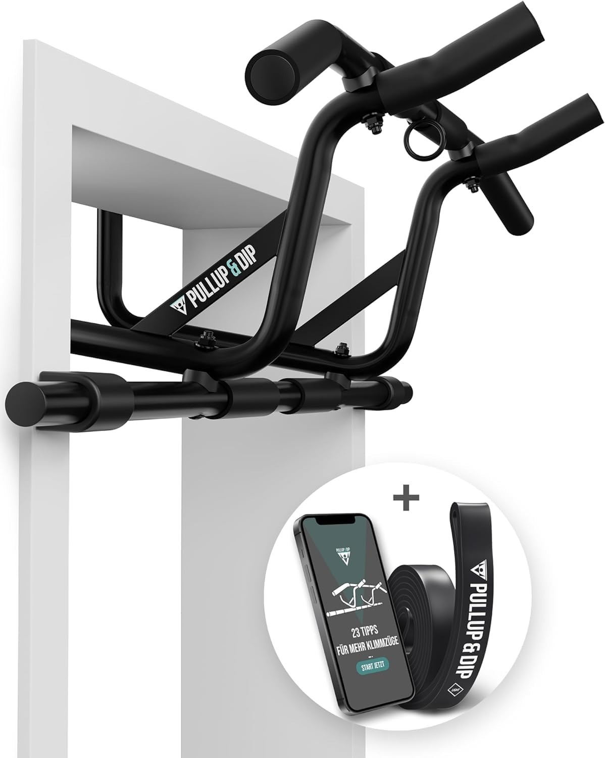 PULLUP & DIP Pull-Up Bar for Door Frames for Hanging without Screws and No Slipp