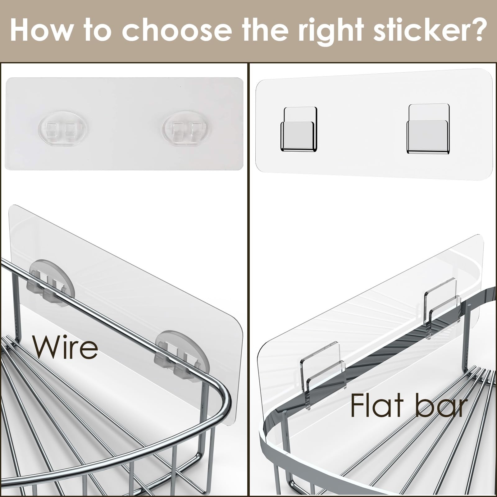 Shower Caddy Adhesive Replacement Stickers, Shower Organizer Adhesive Replace...