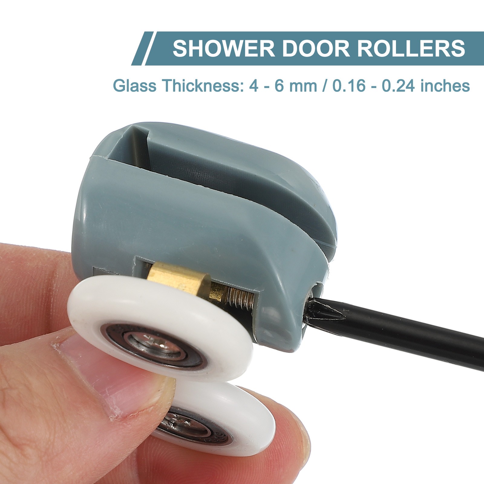 4Pcs 25mm Double Shower Door Rollers Plastic Top Wheels Pulleys Guide Grey