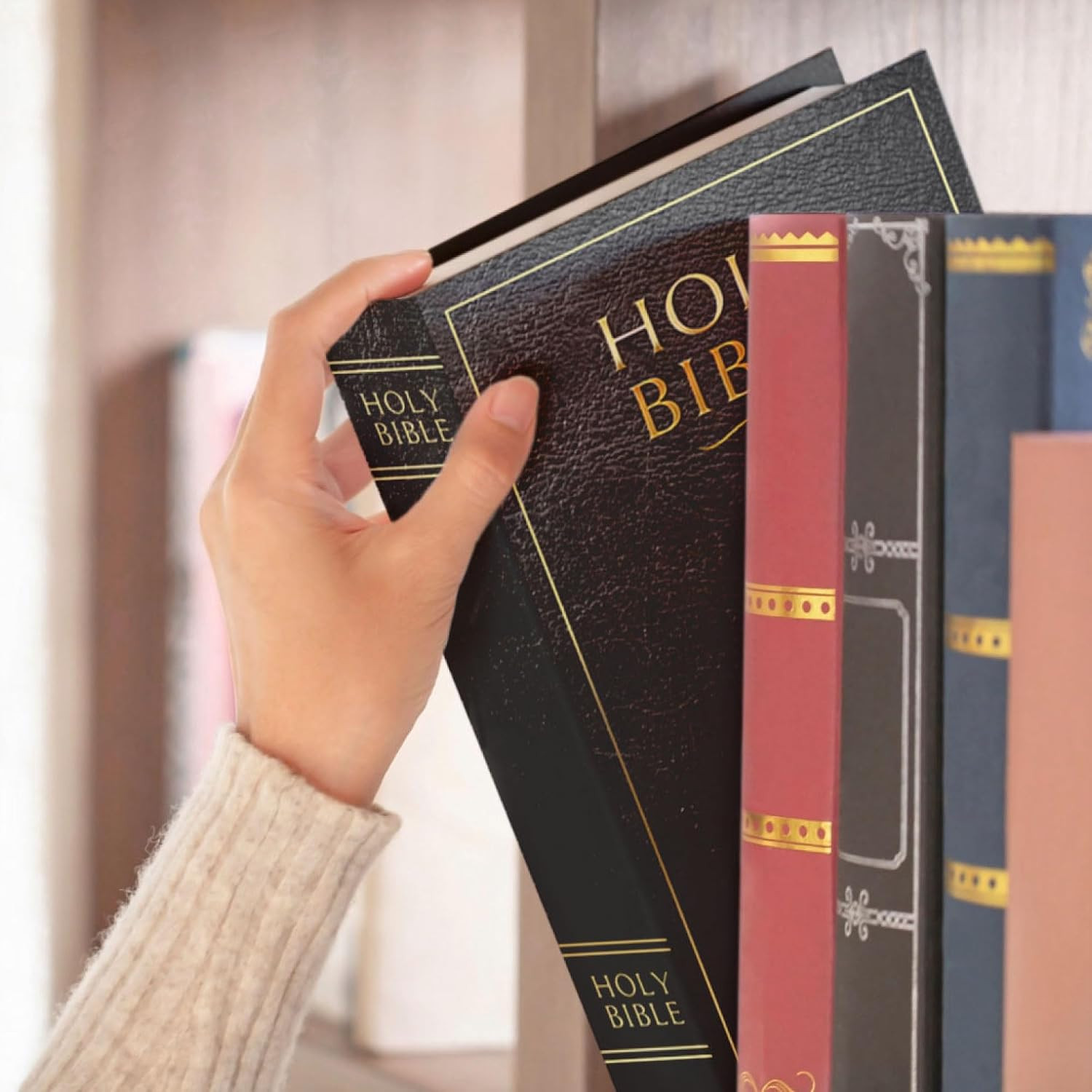 Bible Book Safe (Large, Combination Lock) | Enclosed metal lockbox fixed inside