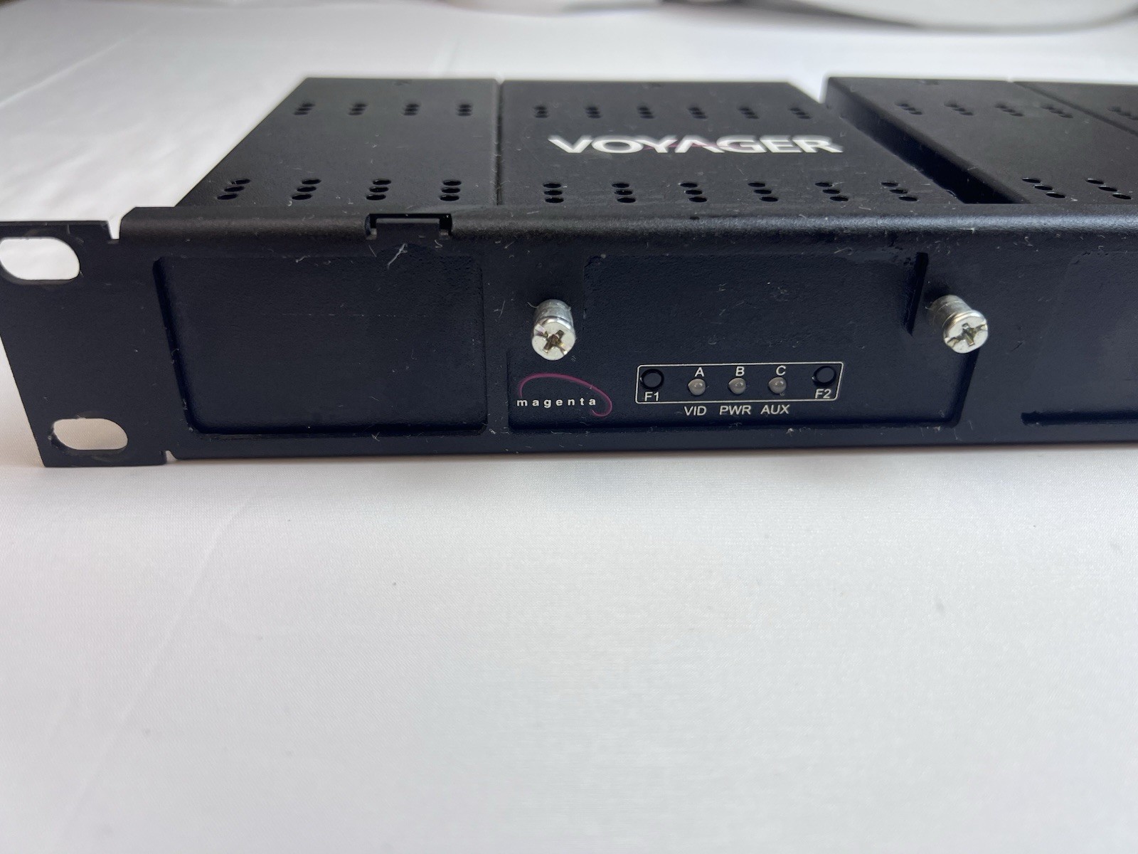 Set of 3 Magenta Voyager VG-RX 2 Port Fiber Optic Receiver, Used Rack Mount
