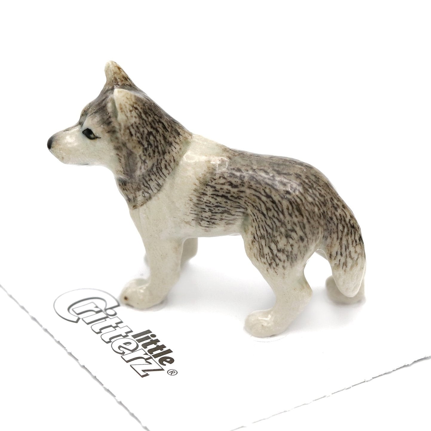 Little Critterz Dog - Siberian Husky "Silver" - Miniature Porcelain Figurine