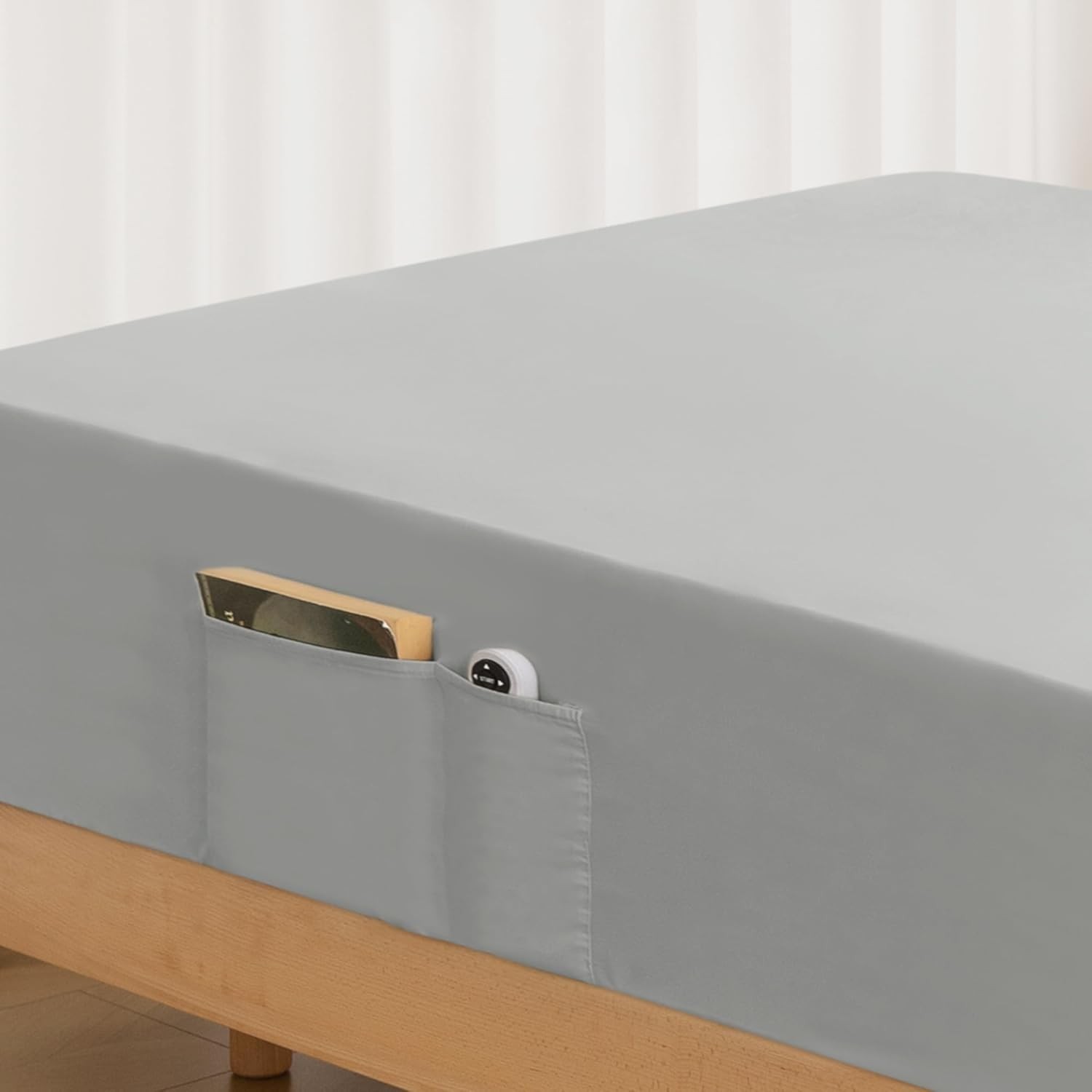 Twin Fitted Sheet Only W/ Side Storage Pocket Premium 1800 Super Soft & Cozy