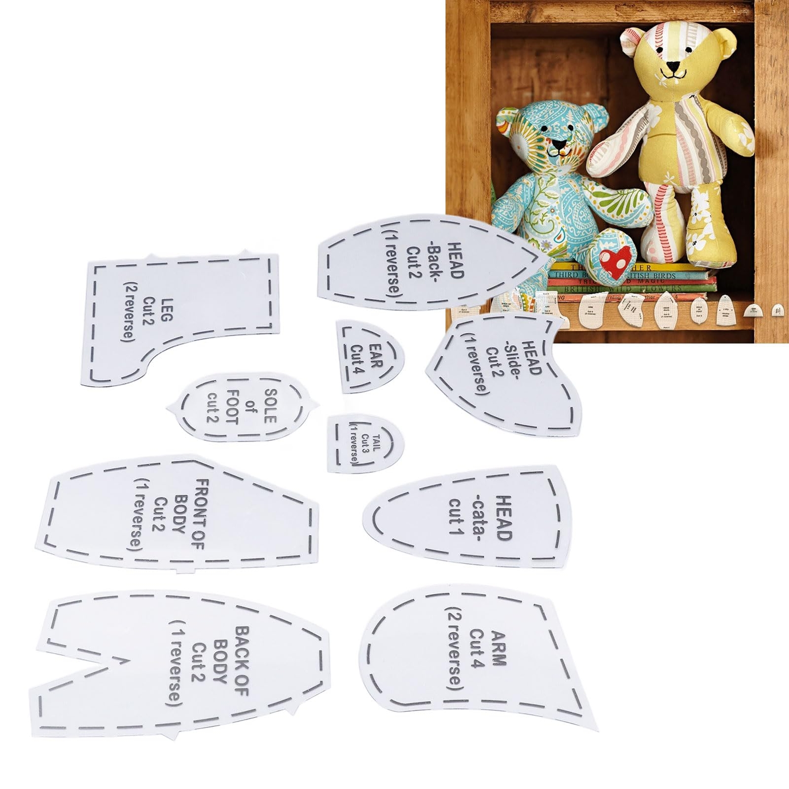 DIY Bear Sewing Pattern Acrylic Templates 15 Inch Quilting Tools Doll Making