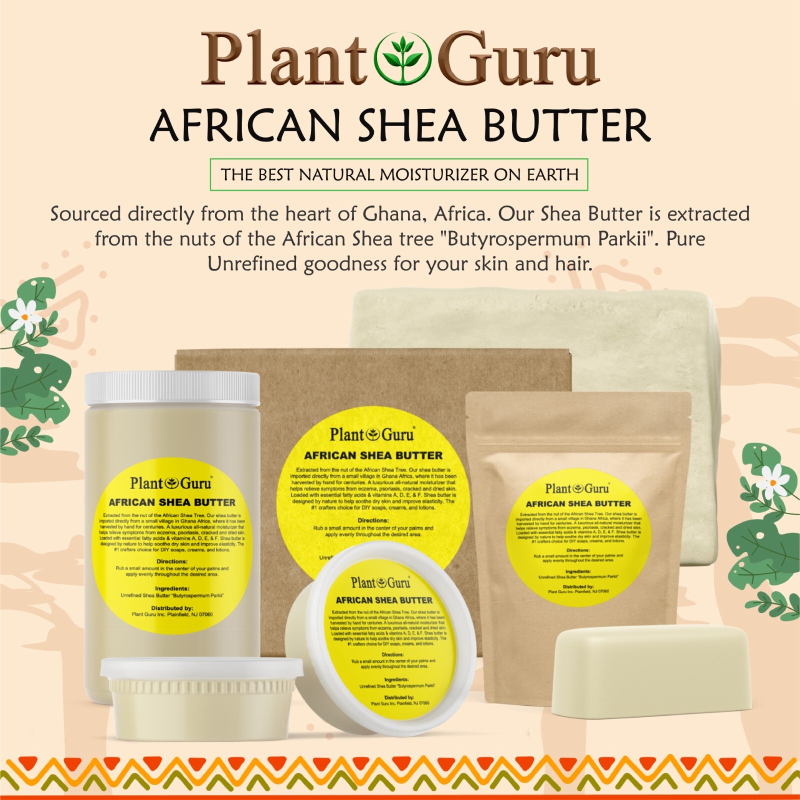 Raw African Shea Butter 32 oz. / 2 lbs. 100% Pure Organic Natural Unrefined Bulk