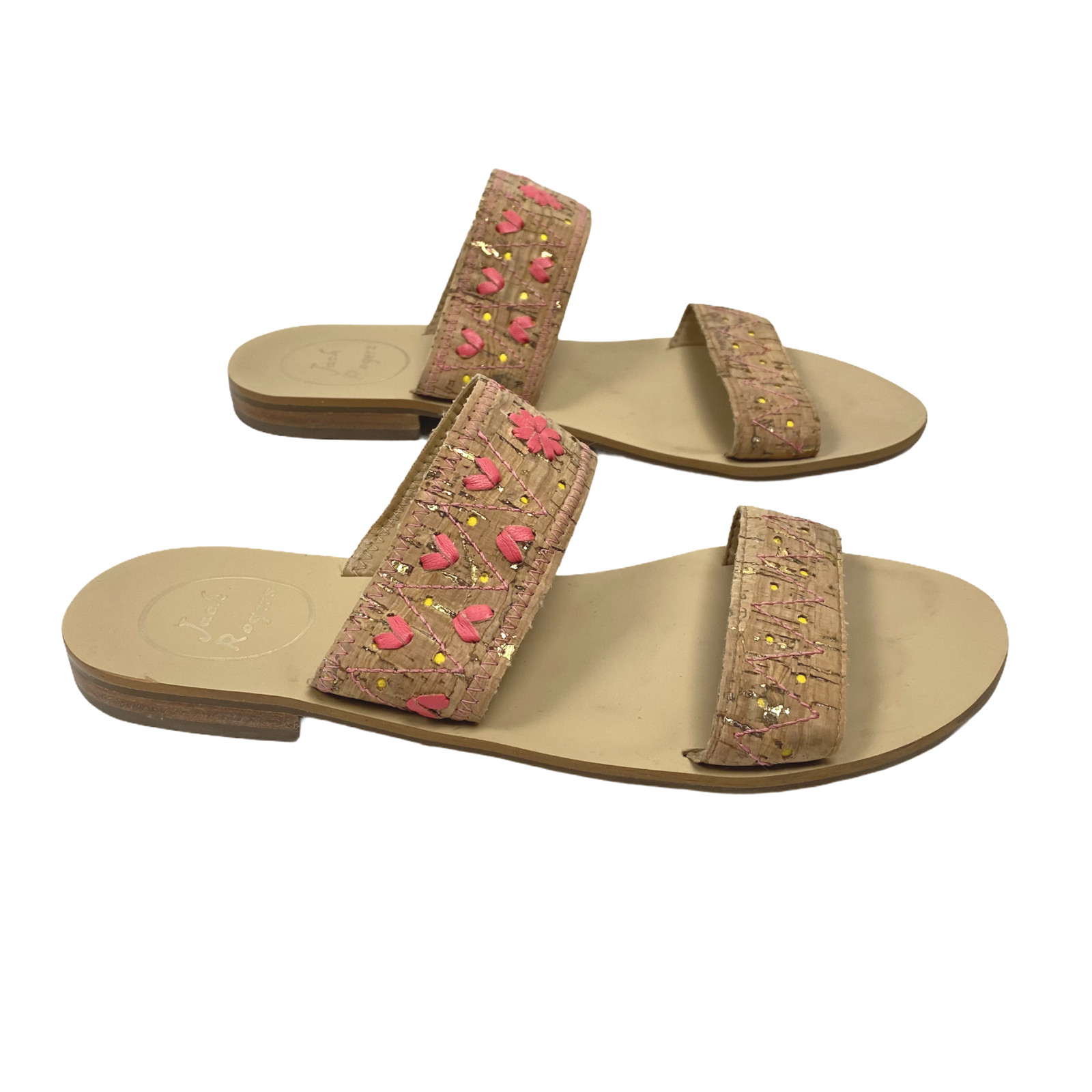 Jack Rogers Adair Slides Sandals Cork Floral Heart Women's Size 7.5