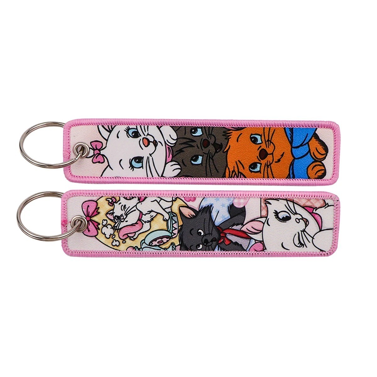 Aristocats Marie Toulouse Berlioz Cats Embroidered Double Sided Key Tag Keychain