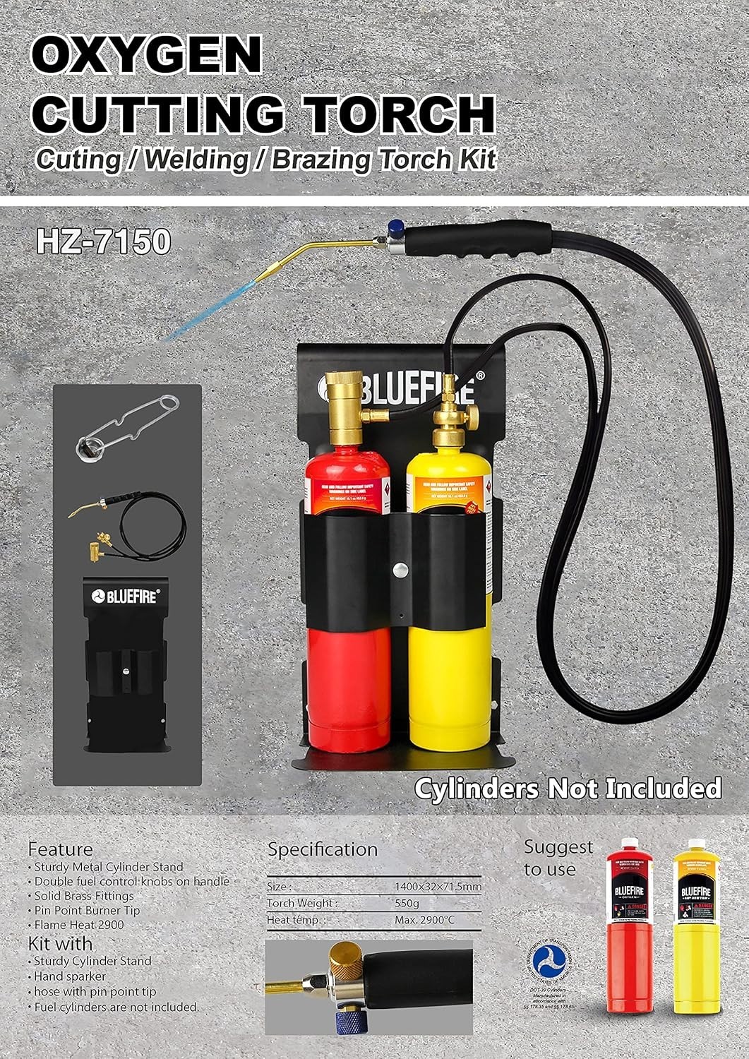 BLUEFIRE Oxypropane Welding Gas Cutting Torch Kit
