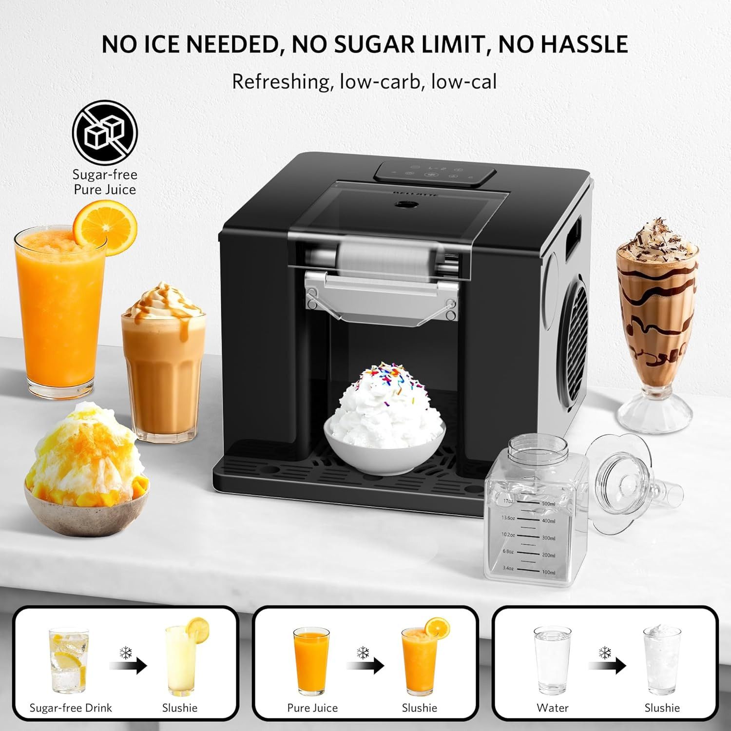 No Ice Slushie Machine - 280W Quick Freeze for Delicious Home Drinks