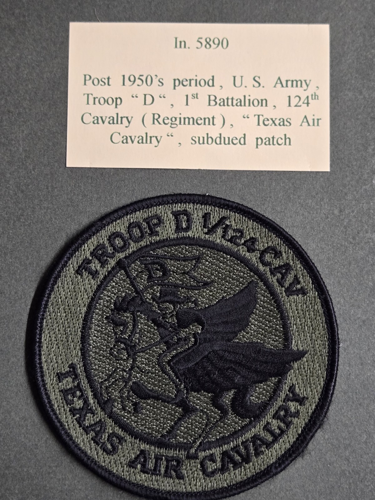 "D" Troop 1st Battalion 124 Cavalry Regiment Subdued Patch (231)