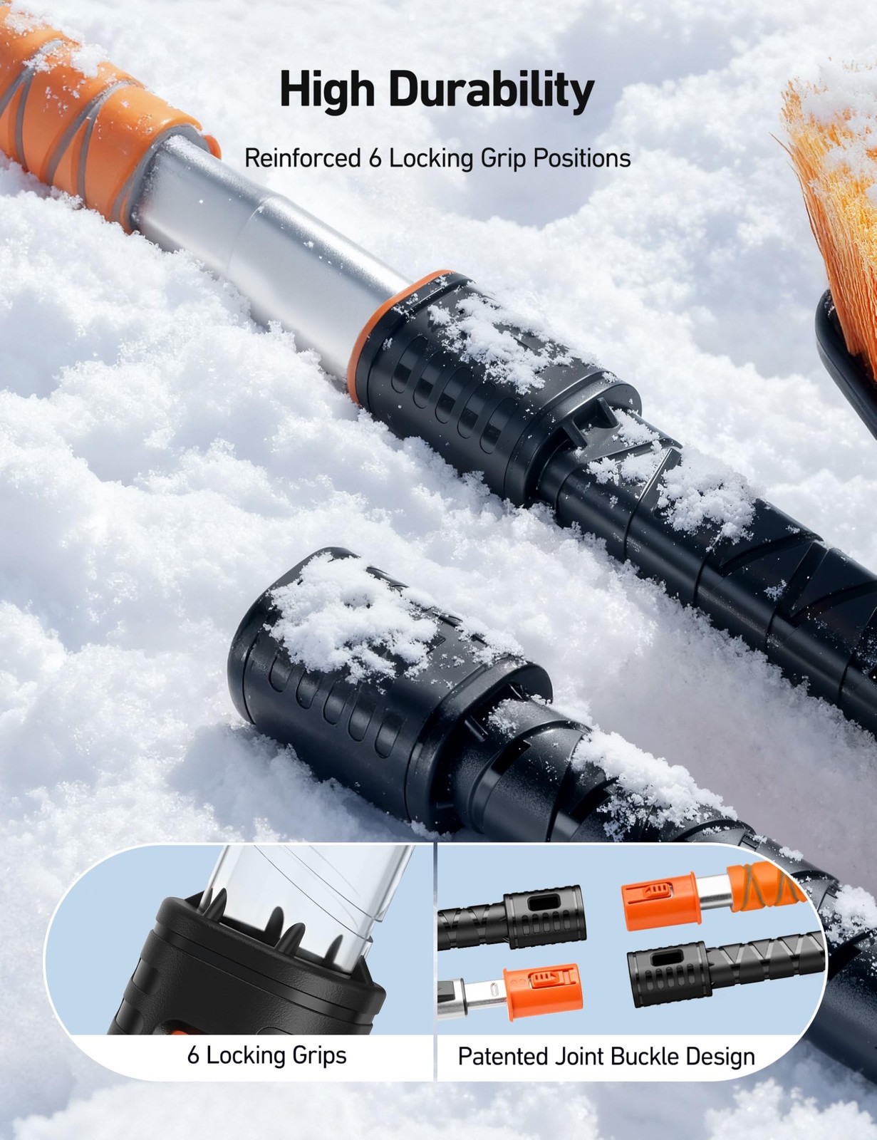 AstroAI 47.2" Ice Scrapers for Car Windshieldand Extendable Medium, Orange