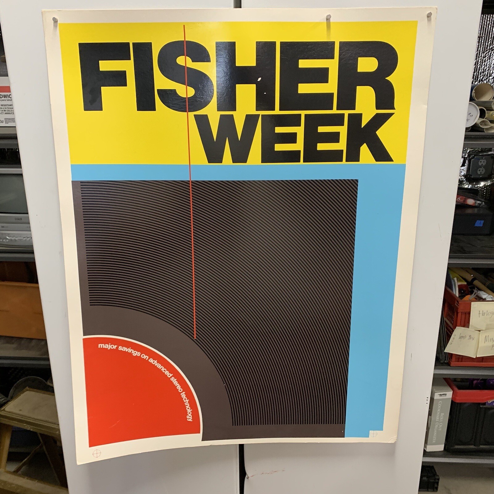 VTG Fisher Stereo Audiophile Advertisement Cardboard Poster Retro Design Large
