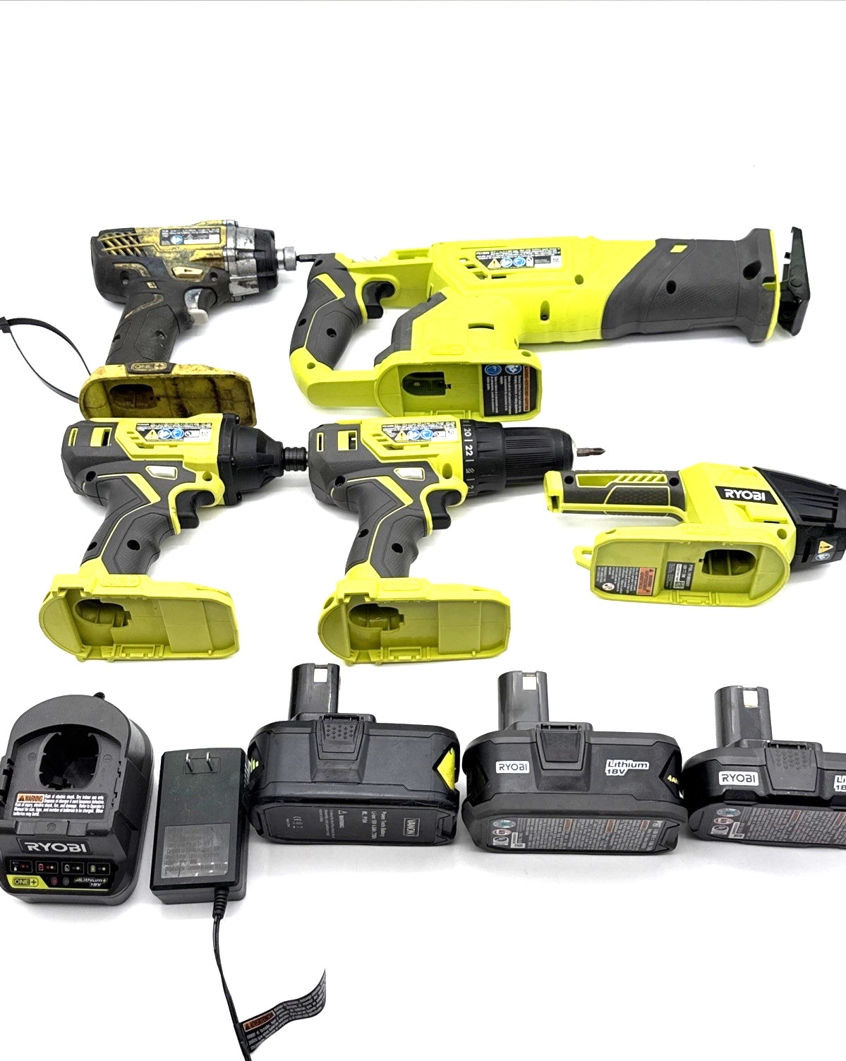 5-Ryobi 18V Kit P215 Drill P236 P235 Impact P519 Saw P705 Light 3x Batt Charger⁠
