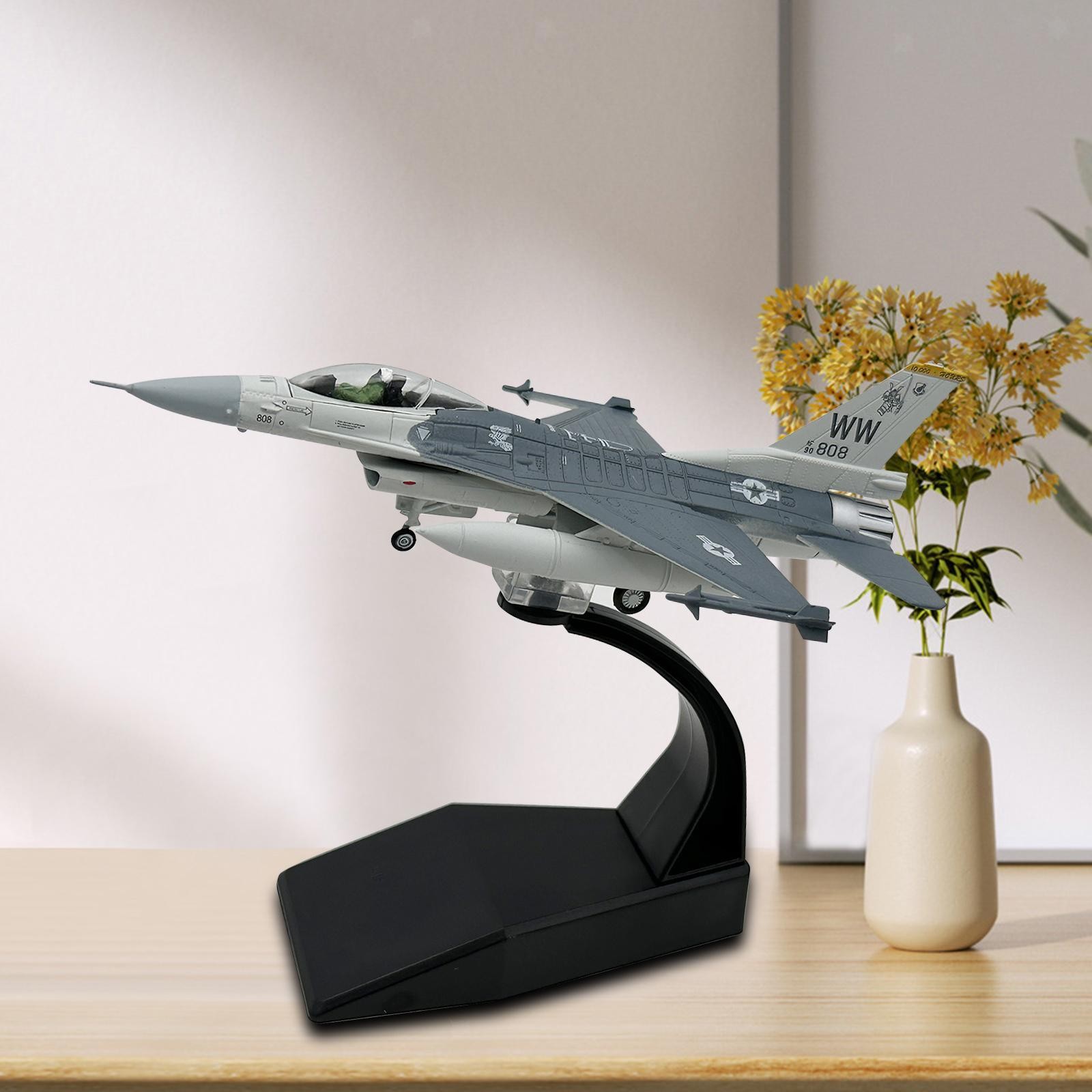 1/100 F16C Fighter Diecast Model Kids Toys High Detailed Adults Gifts Airplane