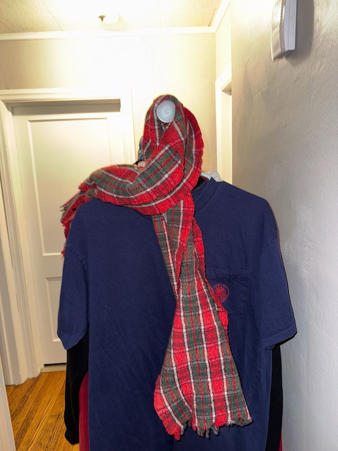 Polo Ralph Lauren Red and Green Plaid Tartan Wool Scarf Embroidered Pony Logo