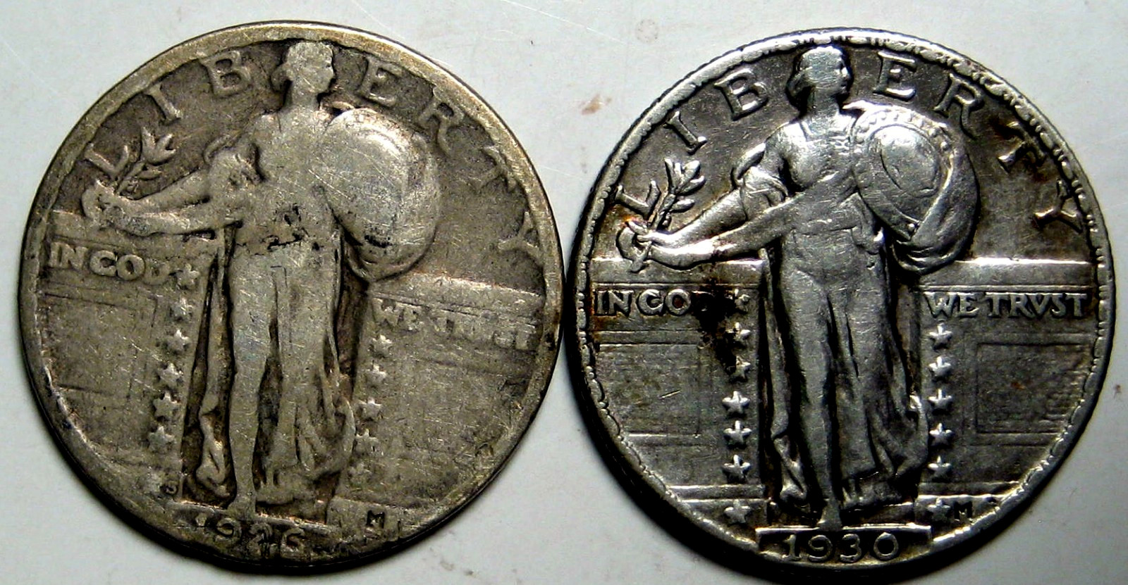1926-S & 1930 STANDING LIBERTY QUARTER  DOLLARS UNCERTIFIED PERFECT ALBUM COINS*