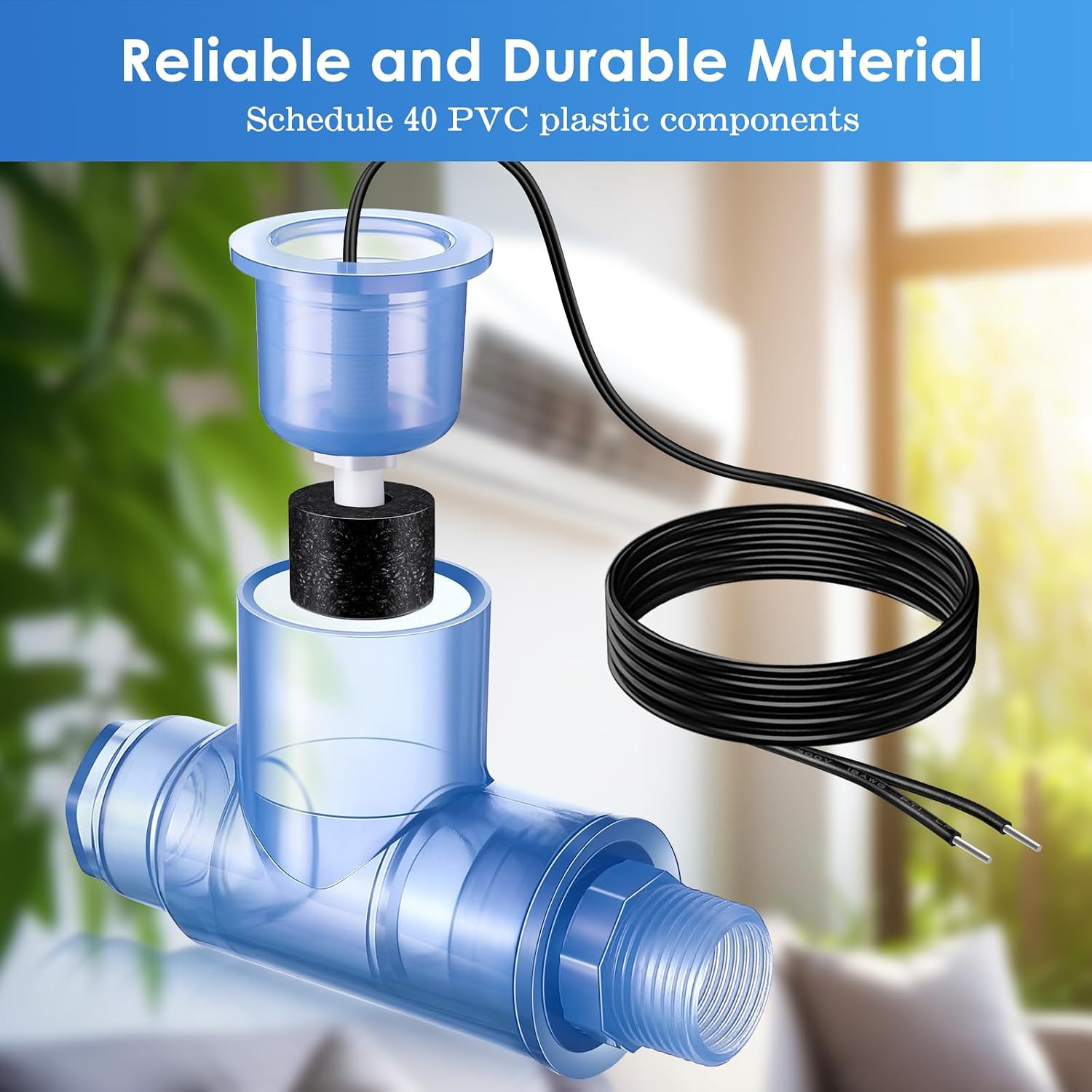 1 Pack Condensate Overflow Switch for HVAC (Transparent) | Float Switch with 3/4