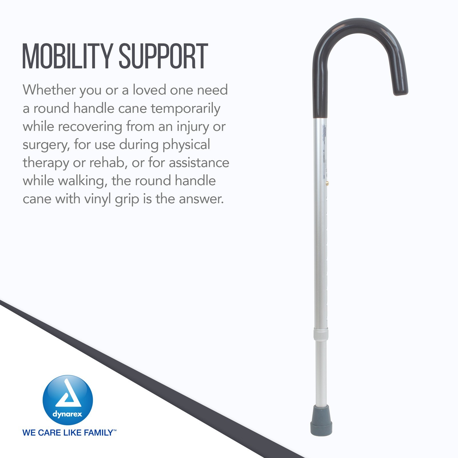 Dynarex Round Handle Canes with Vinyl Grip, Height Adjustable - 6 Canes