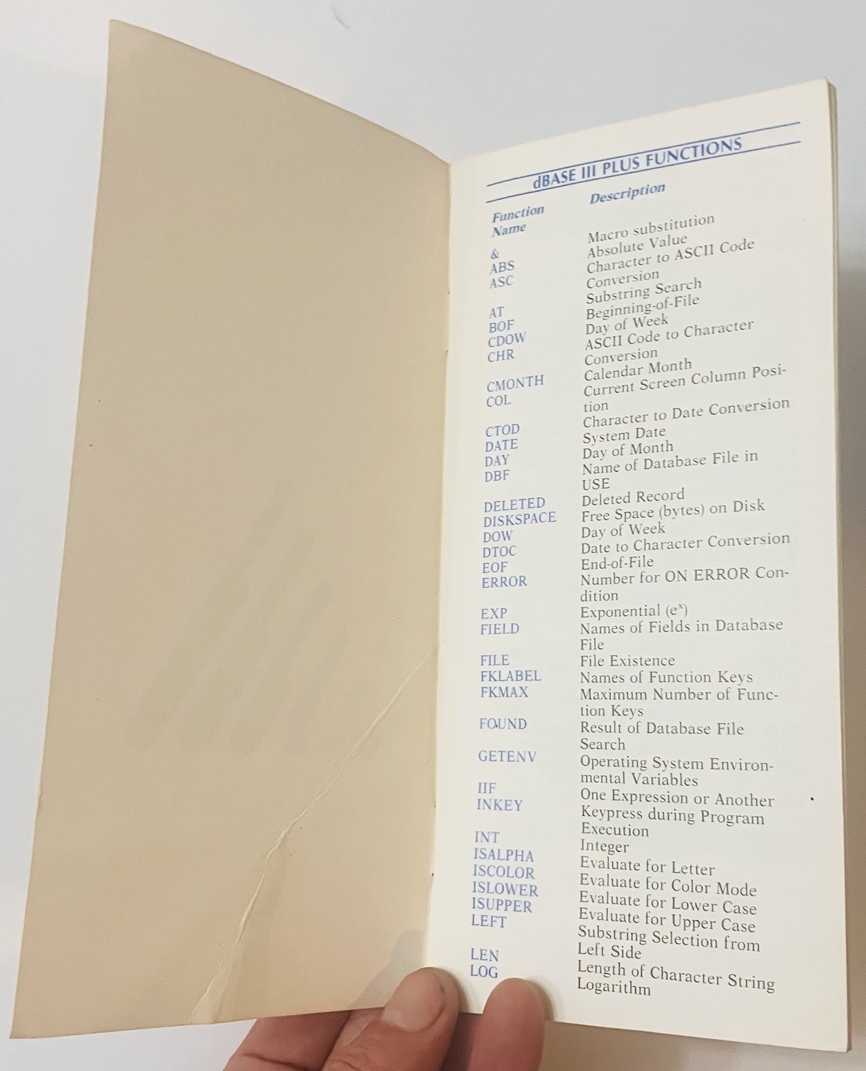 dBASE III Plus Quick Reference Guide 1985 Ashton-Tate Vintage Manual
