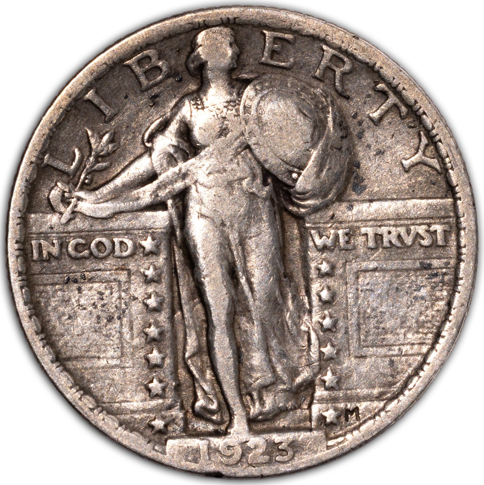 1923-P Philadelphia Standing Liberty Quarter SLQ 25c Very Fine VF+