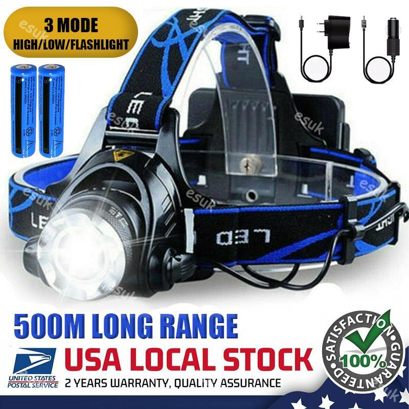 990000LM LED Headlamp Rechargeable Headlight Zoomable Head Torch Lamp Flashlight