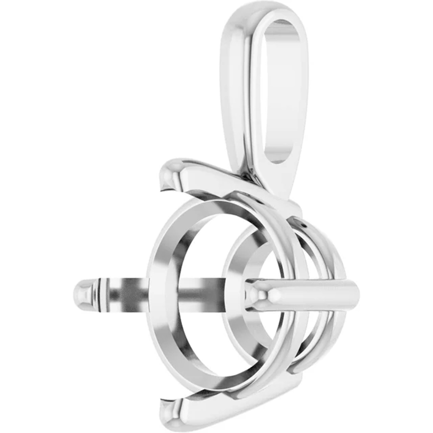 Pendant Mounting Round Cut 14K White Gold 4 Prong Single Bail Basket Setting USA
