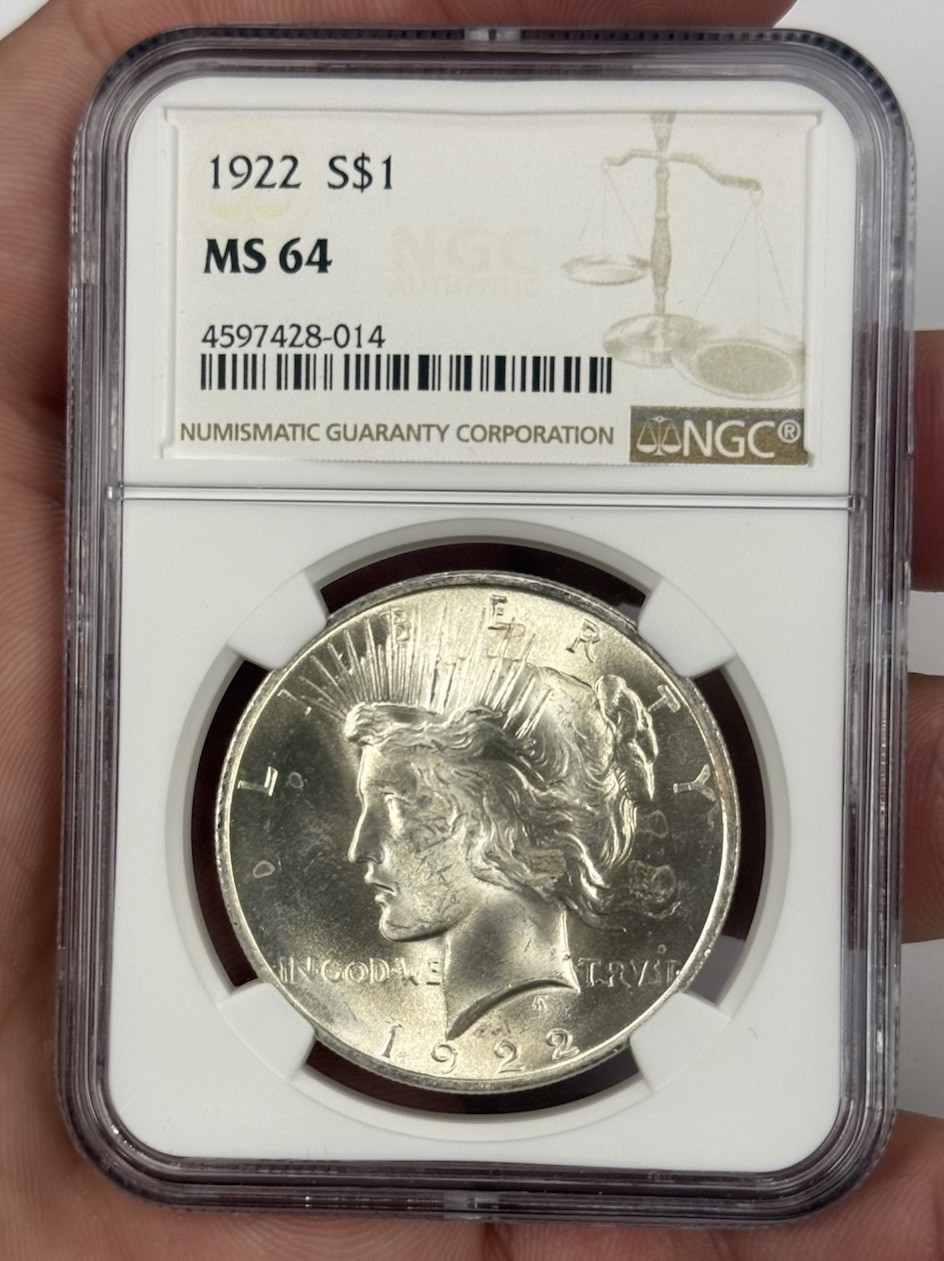 1922 $1 Peace Silver Dollar NGC MS64 #2462