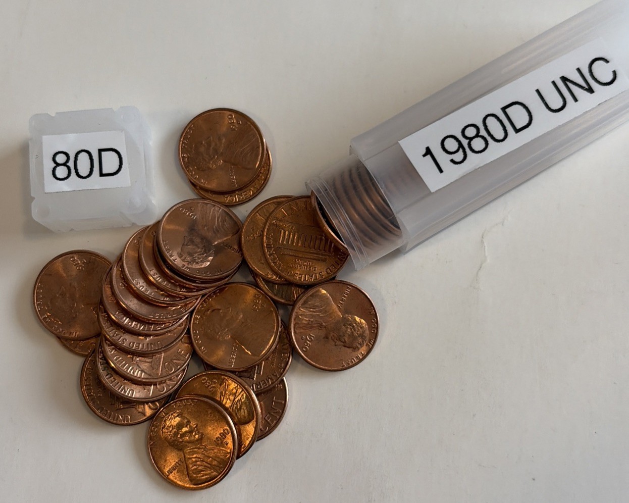 1980 D lincoln penny UNC. ROLL OF 50