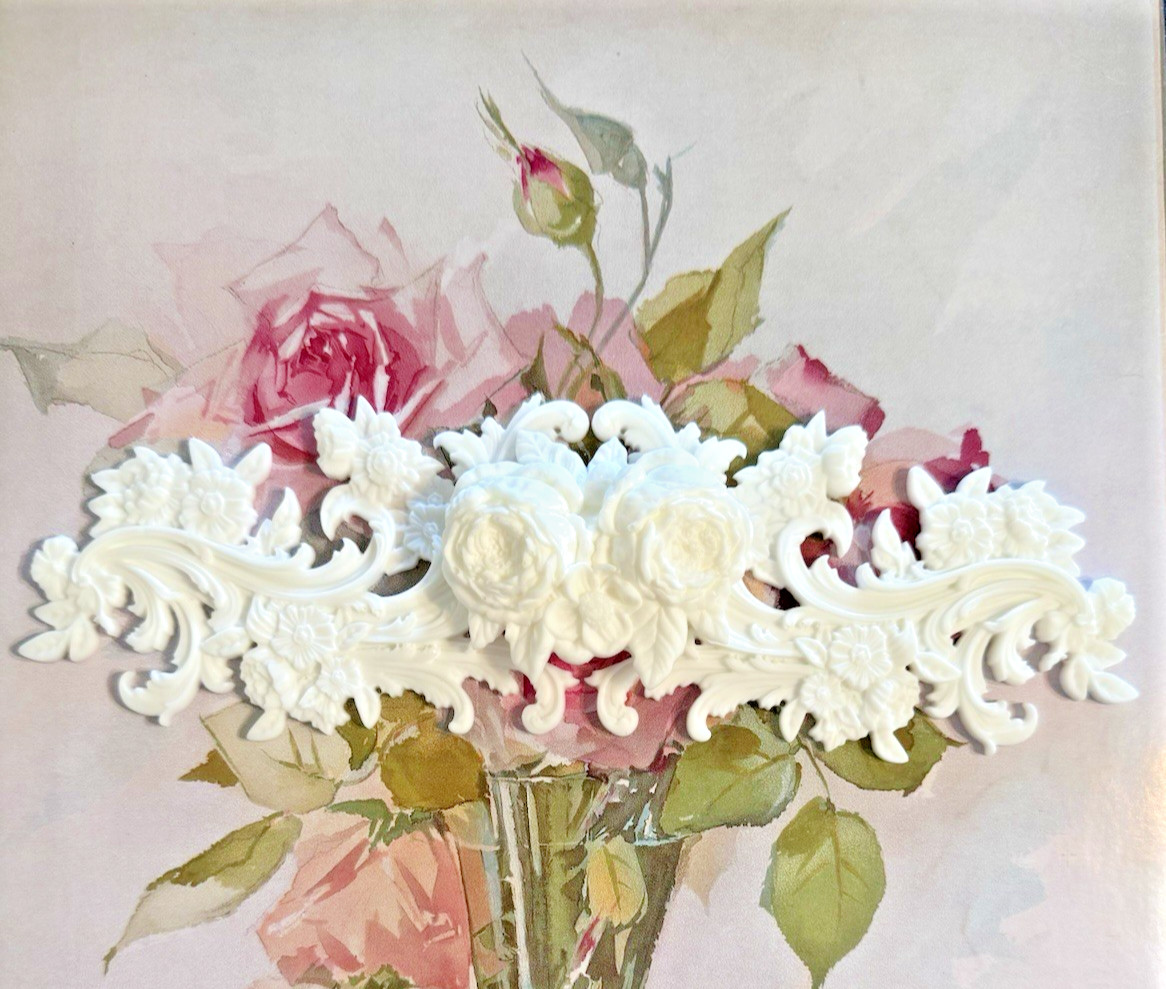 Romantic Shabby & Chic Roses Baroque Applique Moulding For Furniture Flexible